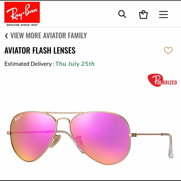 Polarized Ray Ban Pink Aviators - Picture 1 of 2